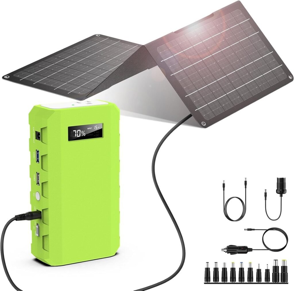 powkey 24000mAh/65W Solar Generator 30W with Panels Included, 88Wh Portable Power Station with AC Outlet, Lithium Battery Rechargeable Powered Bank with 110V AC Outlet for Emergency (Green+Black) powkey 24000mAh/65W Solar Generator 30W with Panels Included, 88Wh Portable Power Station with AC Outlet, Lithium Battery Rechargeable Powered Bank with 110V AC Outlet for Emergency (Green+Black)