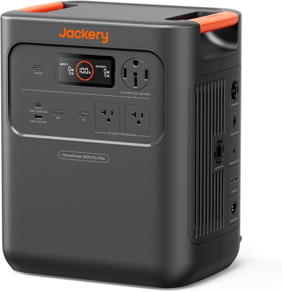 Jackery HomePower Pro Max Portable Power Station, 4000W 120V/240V AC Output, 3584Wh LFP Battery, Expandable to 21kWh, Essential Home Backup for Outages, Emergencies  RV (Solar Panel Optional)